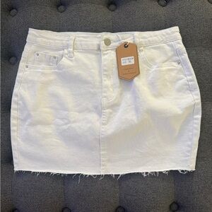 White Denim Mini Skirt